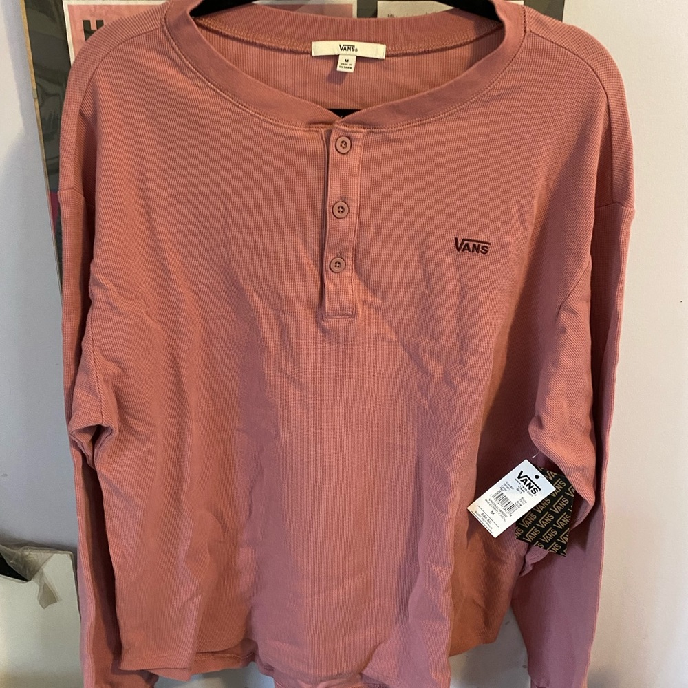 BRAND NEW Vans Rose Pink drop shoulder thermal long sleeve tee Size M-NEVER WORN
